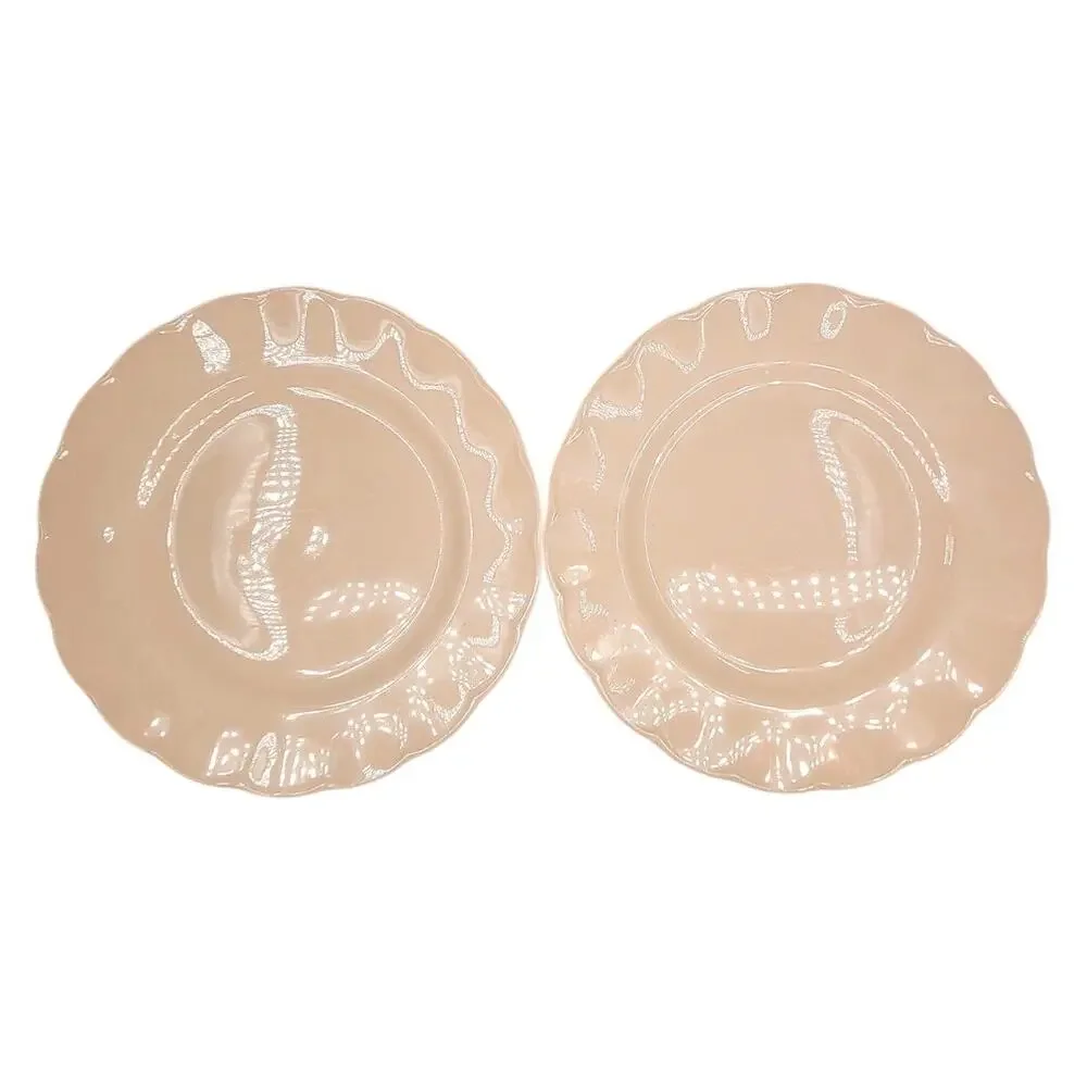 Grindley Peach Petal Pink Dinner Plates 2 Vintage Wavy Rim‎ English China 5-5
